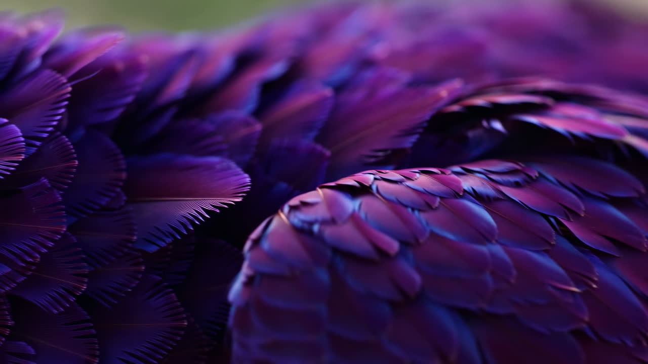 Primo piano di vivaci piume di uccello viola e blu