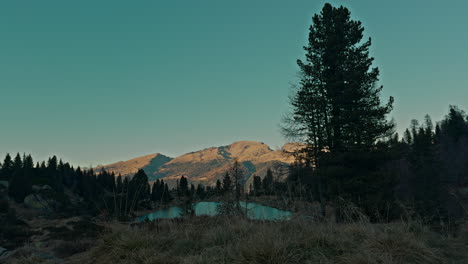 mountain lake at sunset