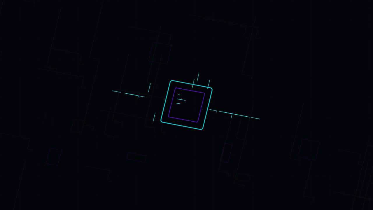 Abstract Digital Interface Animation with Glowing Geometric Lines