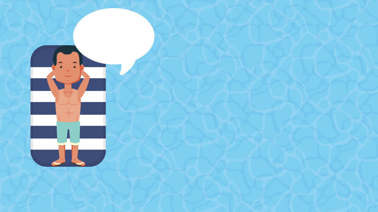 여름 시간의 젊은 남자 캐릭터