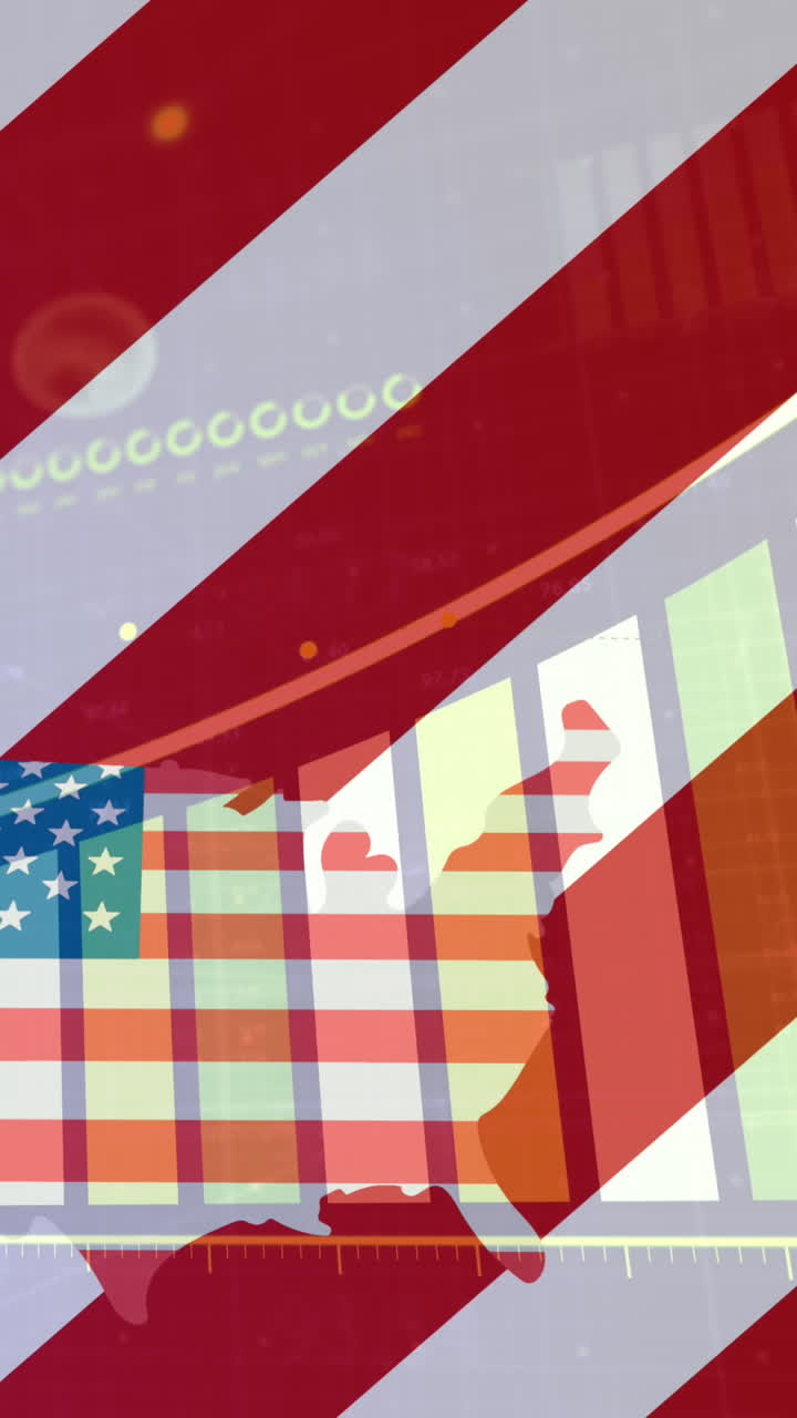 animación de la bandera estadounidense con procesamiento estadístico