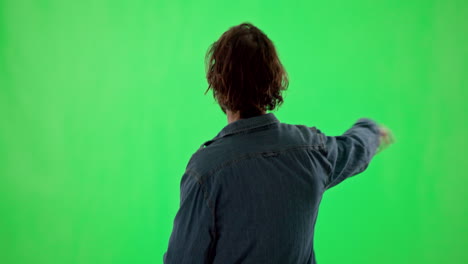 back, dance and rave with a man on a green screen