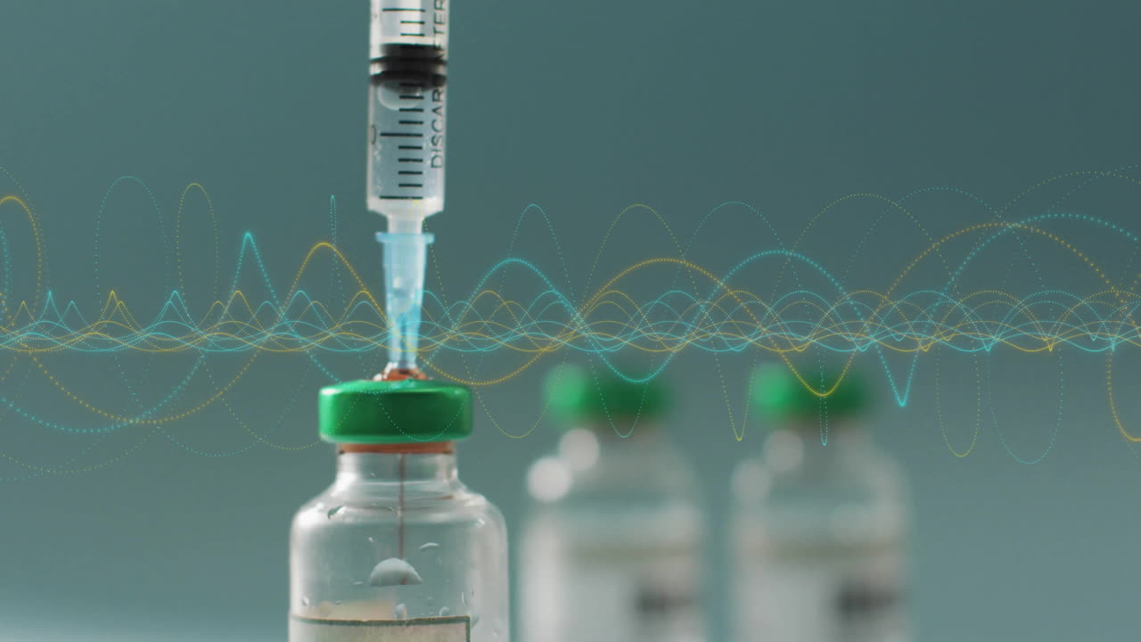 Animation of diagrams over vaccine with vial