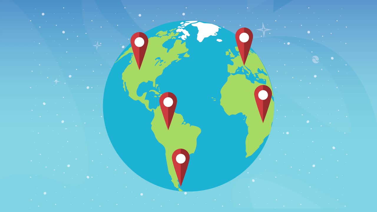mundo planeta tierra viajes y pinos ubicaciones animación