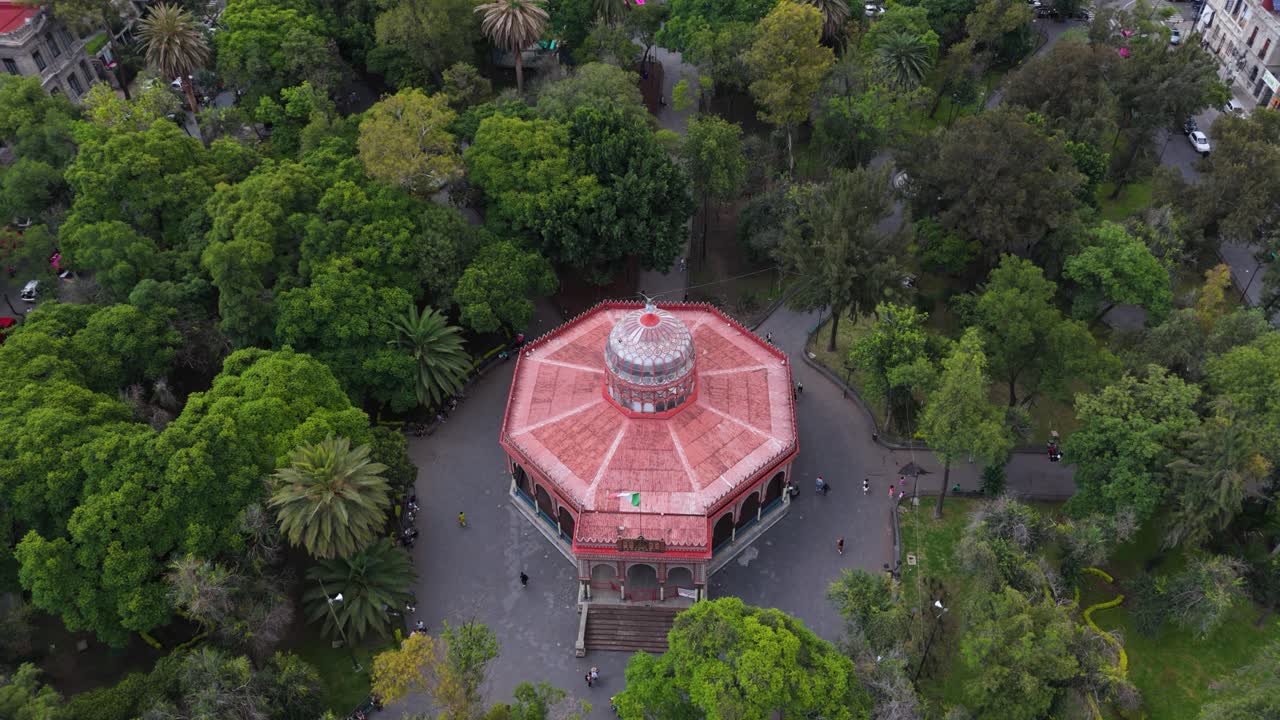 Moorish Kiosk located in Santa María la Ribera in Mexico City, seen from above