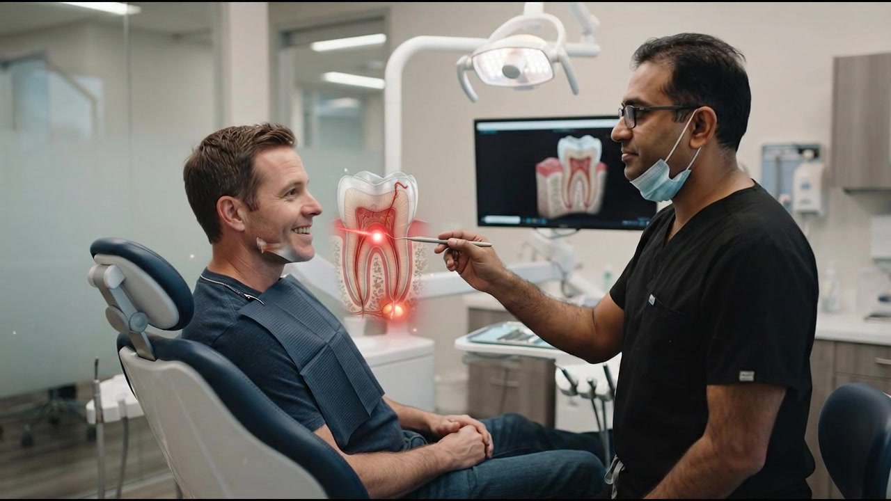 Dentist Explaining Dental Procedure to Patient with Digital Visualization