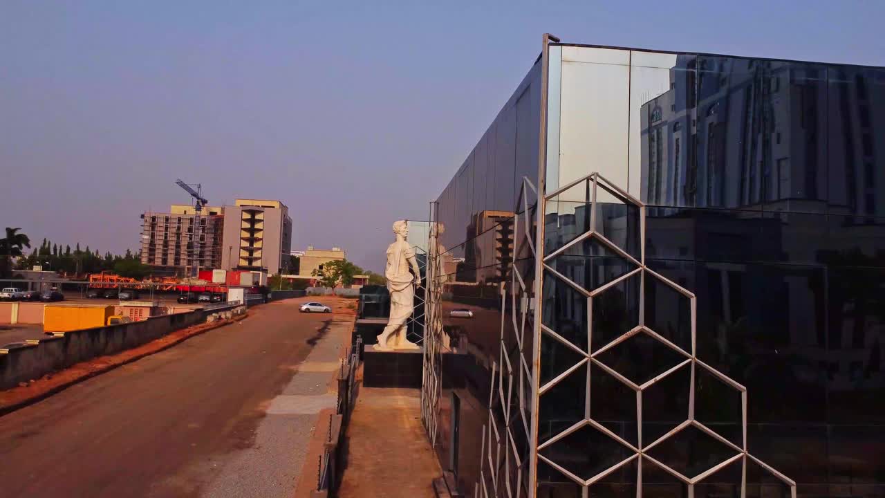 beautiful aerial of expensive office building in the business district of Abuja, Nigeria