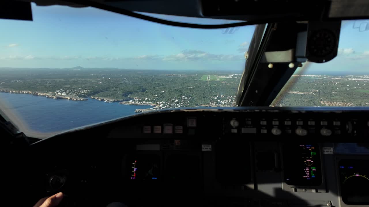 Aerial View from Airplane Cockpit: Stunning Coastal Scenery