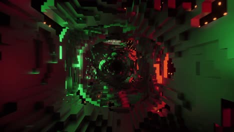 3d abstract tunnel with neon lights