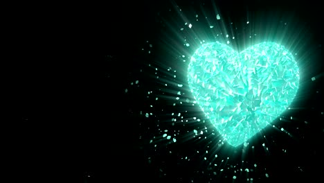 fondo animado en bucle abstracto: piezas rotativas luminosas de corazón congelado en 3d y cubos de azul claro girando con piezas perdidas. bucle sin costuras.