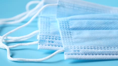 close-up of disposable face masks