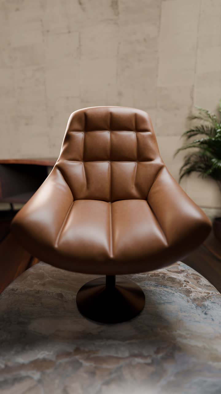 Brown Leather Chair with Flowing Water