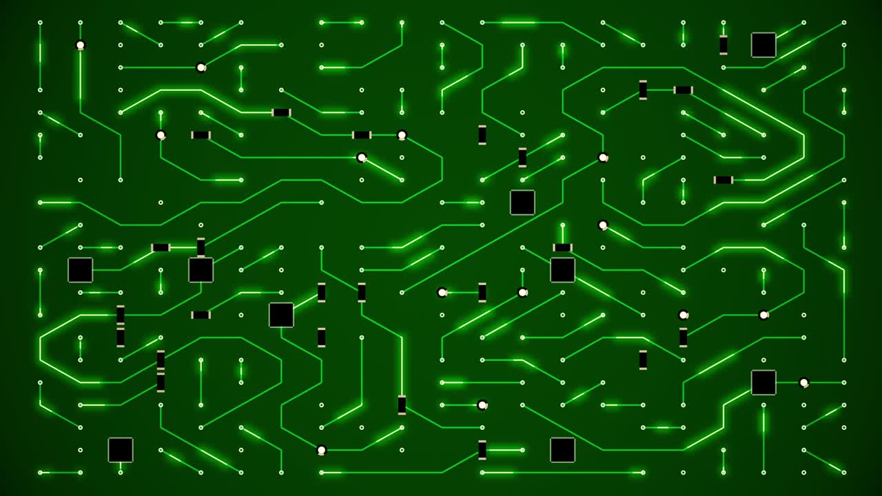 circuito verde de animación del bucle de la placa base