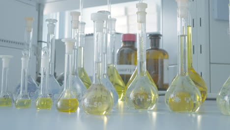 laboratory glassware and liquids