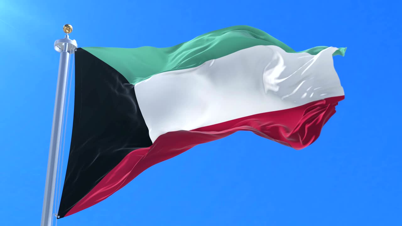 쿠웨이트의 발이 바람에 흔들리고 푸른 하늘이 느리고 루프로