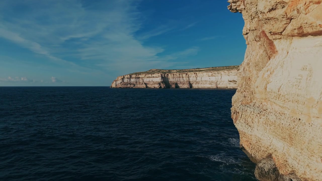 Drone View of Majestic Ocean and Rugged Coastal Cliffs