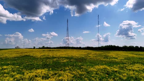 skujene, latvia, europe - towers nestled within the verdant landscape - drone flying forward