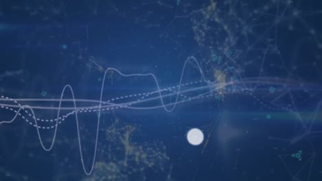 animation of network of connections with icons over data processing