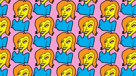 kinderen tekenen pop art naadloze achtergrond met het thema van een mooie vrouw