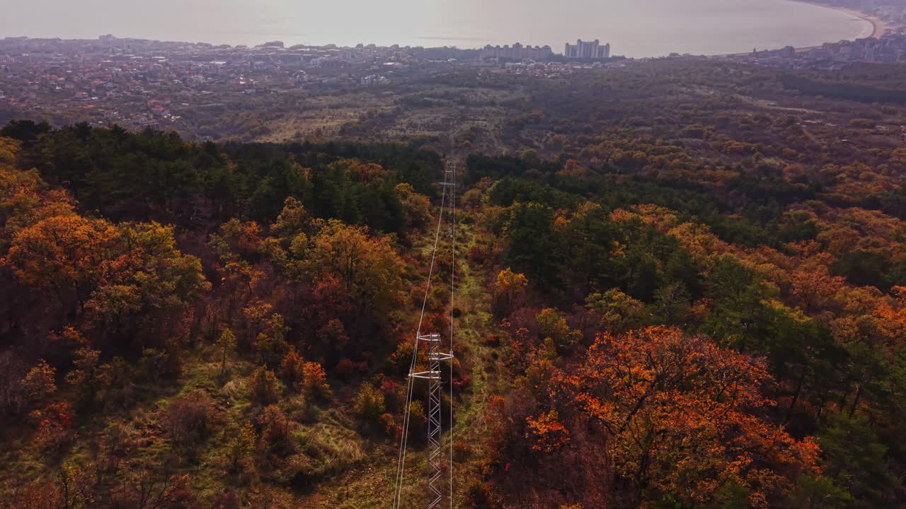 Stunning aerial view of autumn landscape in Bulgaria with coastline