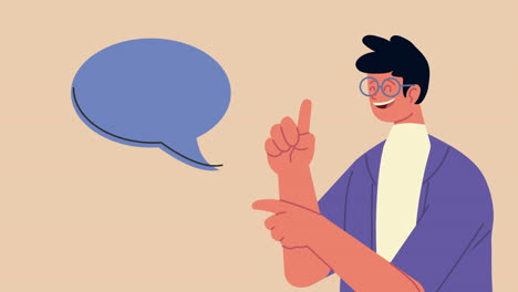 young man character with speech bubble