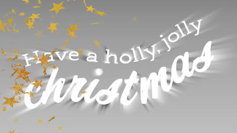 animation of have a holly jolly christmas text over stars falling