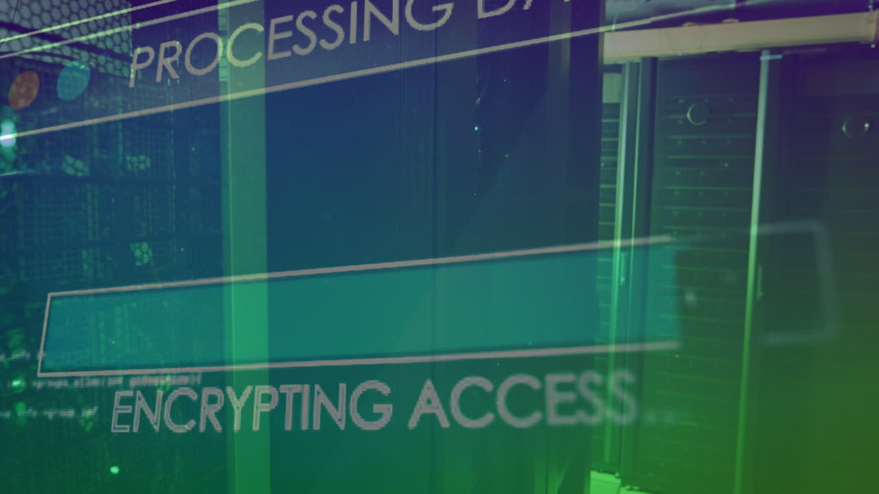 animación del procesamiento de datos en la sala de servidores