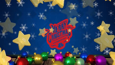 Animation-of-falling-golden-stars-and-merry-christmas-text-over-red-background