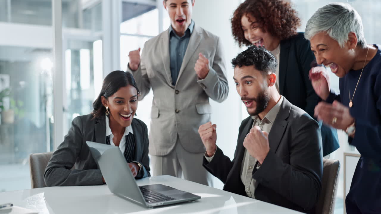Business Team Celebrating Success in the Office | Premium Stock Video ...