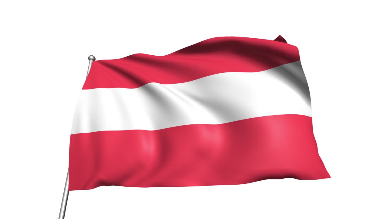 Bandiera dell'Austria con struttura in tessuto nel vento (canale alfa, ripetibile)