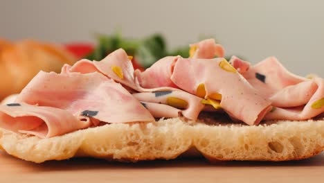 italian sandwich with salami and prosciutto
