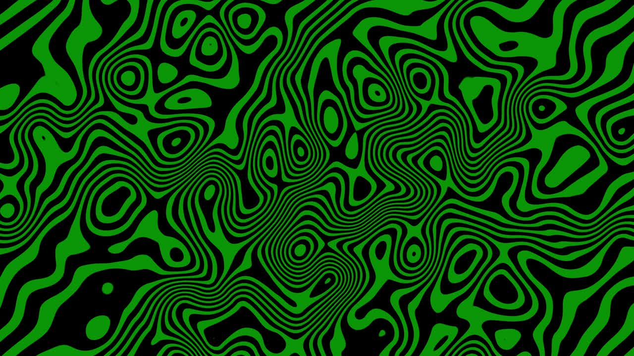 líneas de onda abstractas, líneas de partículas turbulencia, red de conexión de partículas, patrón de onda, curva de glitch de prisma de patrón, color verde