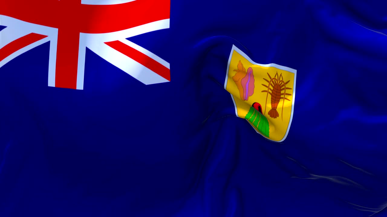 터크와 카이코스 섬은 바람에 느린 동작 애니메이션 4k 현실적인 직물 질감 발 부드럽게 바람 날 연속적인 원활한 루프 배경에 불어.