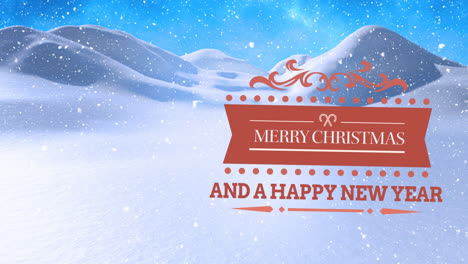 Animation-of-merry-christmas-text-over-winter-scenery