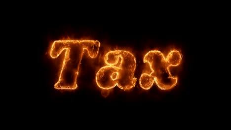 tax word hot animated burning realistic fire flame loop.