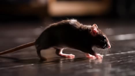 a curious rodent in motion: captivating moments of a mouse exploring its dark environment with intriguing details and flashes of light