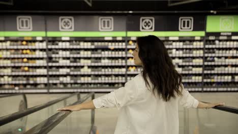 woman choosing a wicker basket at a hardware store. high quality 4k footage