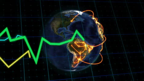 Animación-Del-Procesamiento-De-Datos-Digitales-Sobre-El-Globo-Sobre-Fondo-Negro