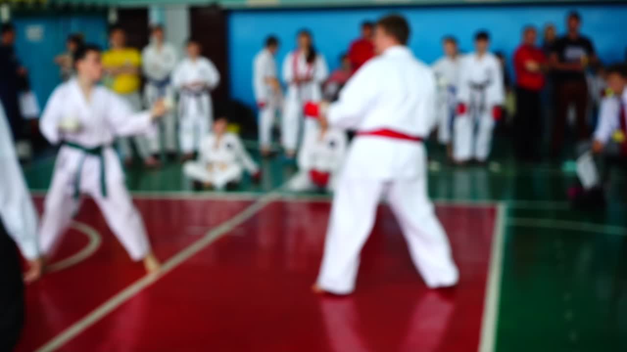 Competizioni di karate. Fuori fuoco. Slow motion