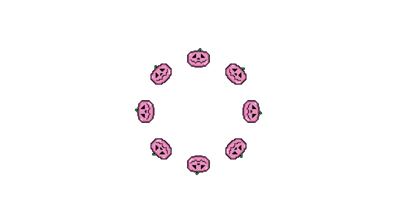 Pixel Art Jack o lantern Spinning Circle Animated Overlay Transparent 30fps (2)