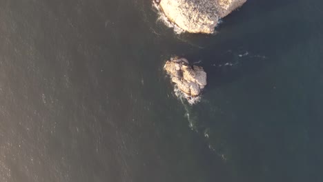 Cinematic-top-down-aerial-footage-featuring-high-sea-cliff-landscape-of-Cabo-de-Sao-Vicente-Lighthouse