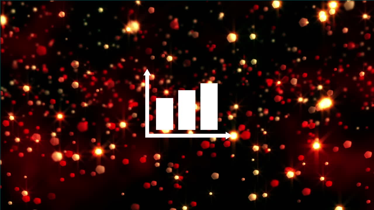 Animazione di infografica statistica su stelle brillanti su sfondo nero.