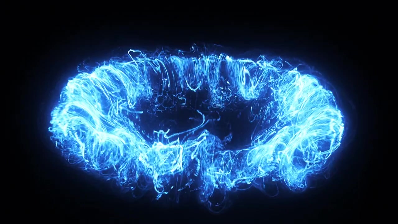 Anillo de energía azul abstracto expandiéndose y disipándose en la oscuridad