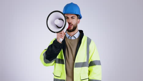 Megaphone,-construction-worker