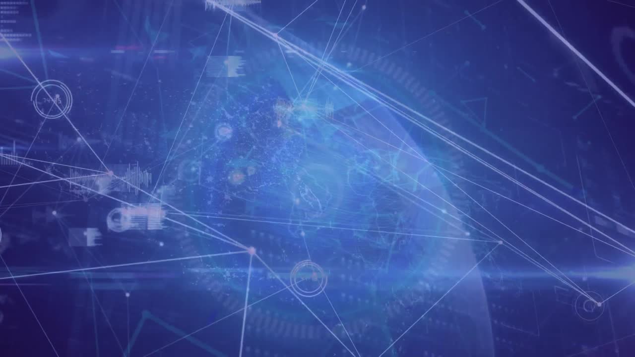 animación del procesamiento de datos financieros y globo