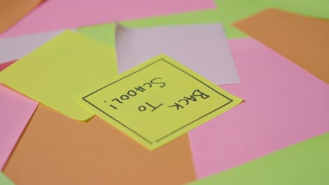 education concept of revolving sticky notes with back to school written on top note 1