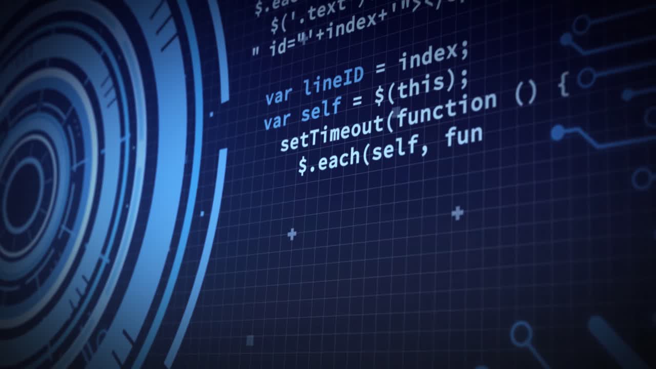 Animation of scope scanning, processor elements and data processing on grid