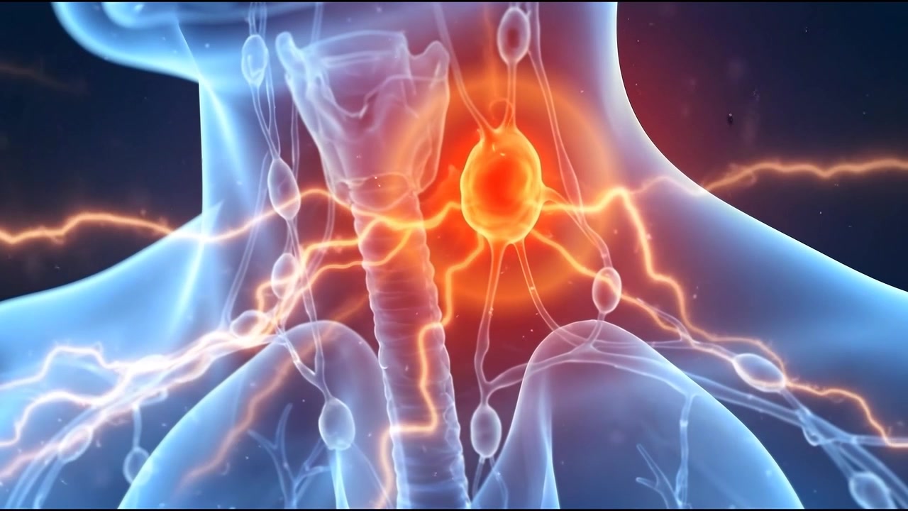 Medical Animation of Swollen Lymph Node in Human Neck