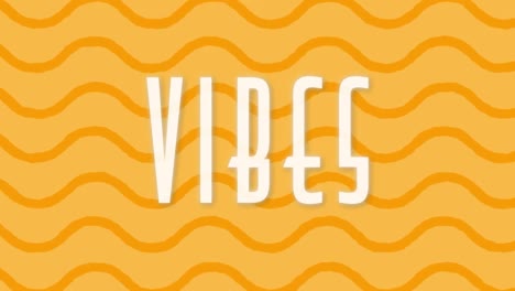 animation of vibes text banner over wavy stripes pattern against yellow background