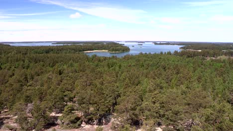 pan shot of finish landscape with trees and archipelagos